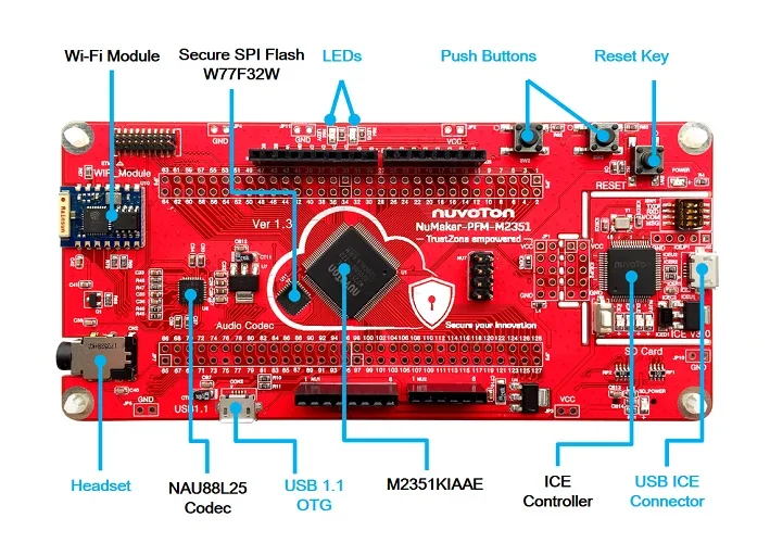 NuMaker-PFM-M2351 New tang development board 】 【 nuvoton wisdom security content development board