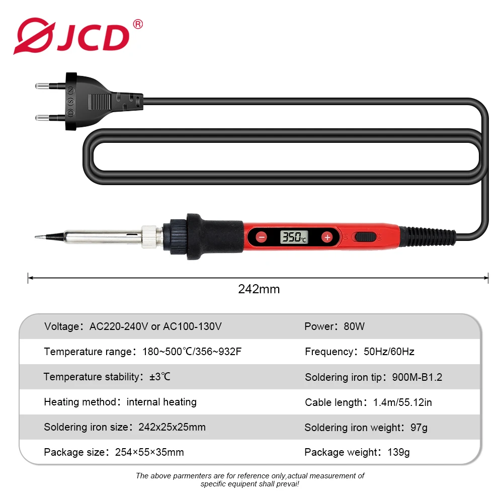 Imagem -02 - Jcd-kit Conjunto de Ferro de Solda Digital Estação de Solda Multifuncional Ferramenta de Solda de Temperatura Ajustável 80w 220v 110v 908u