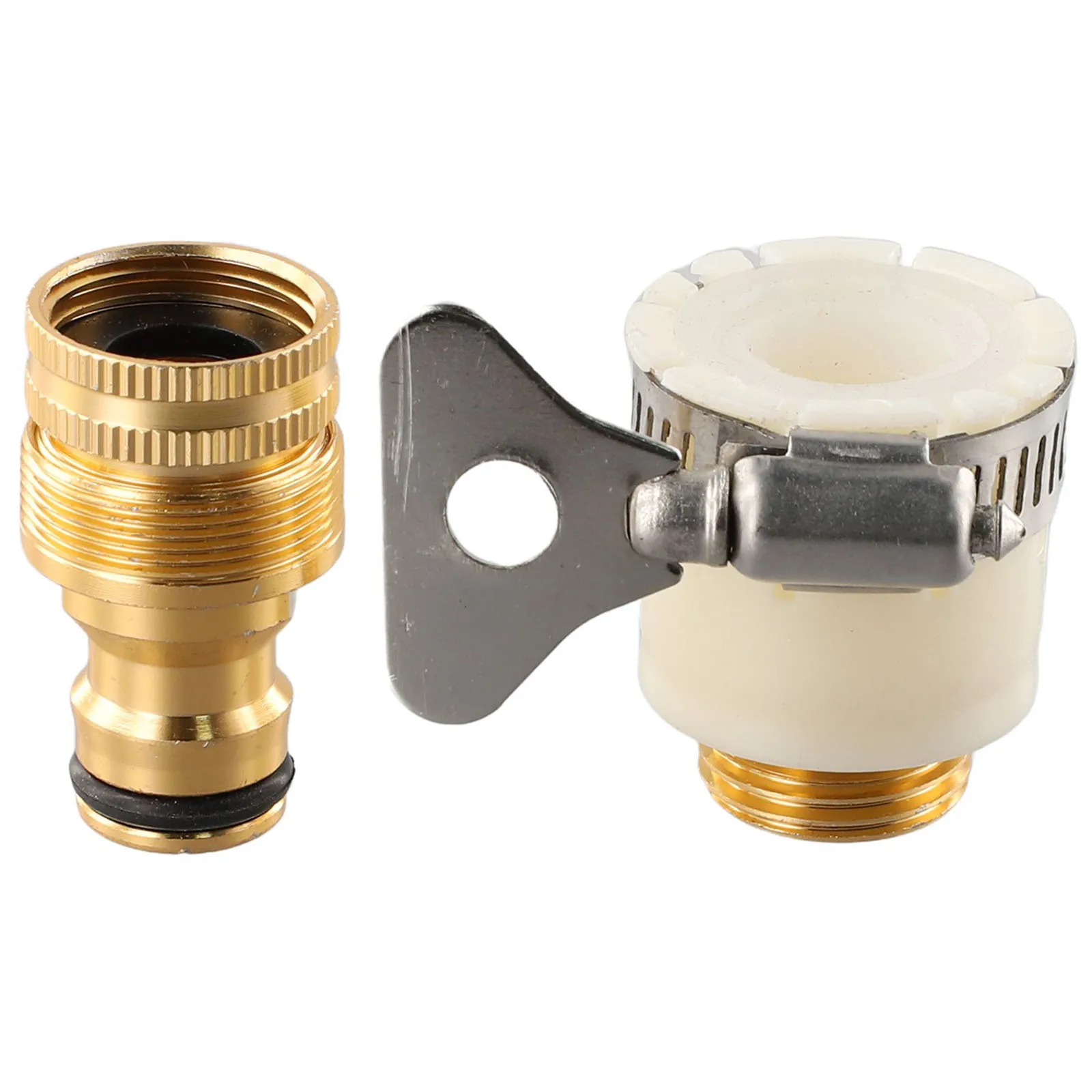 

Tap Connector Faucet Adapter Aluminium Alloy Copper Plating Pipe Washing Machines Water Hose White&Gold 15-23mm