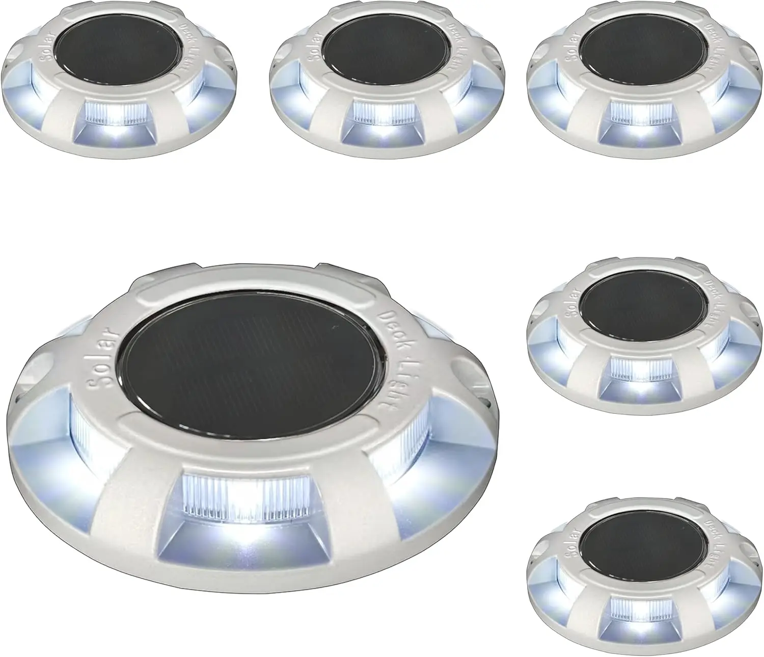 6 pièces voie solaire/pont solaire océan/LED dock lumière solaire d'avertissement étape lumière extérieure bande étanche 600mAh (blanc, paquet, 6)