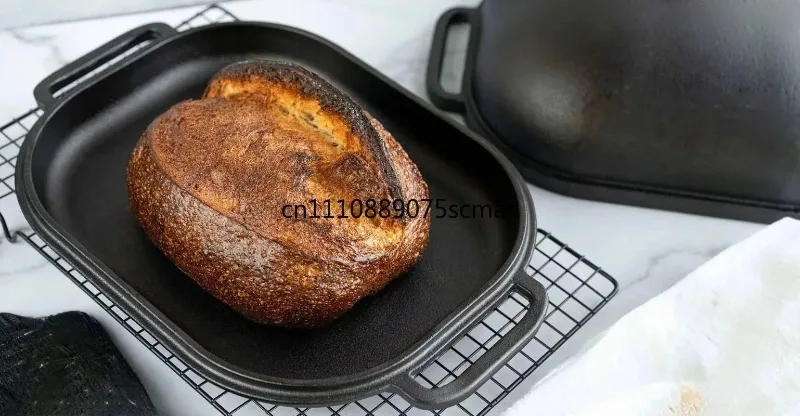 Large Oval Cast Iron Bread Pan Non Stick Baking Mold for Sourdough Bread Kitchen Baking Tool