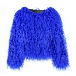 Women Autumn Winter Artificial Fur Jacket Fur Coat Colorful Furry Pink Lamb Wool Faux Fur Coat Female Shaggy Sheepskin Coat