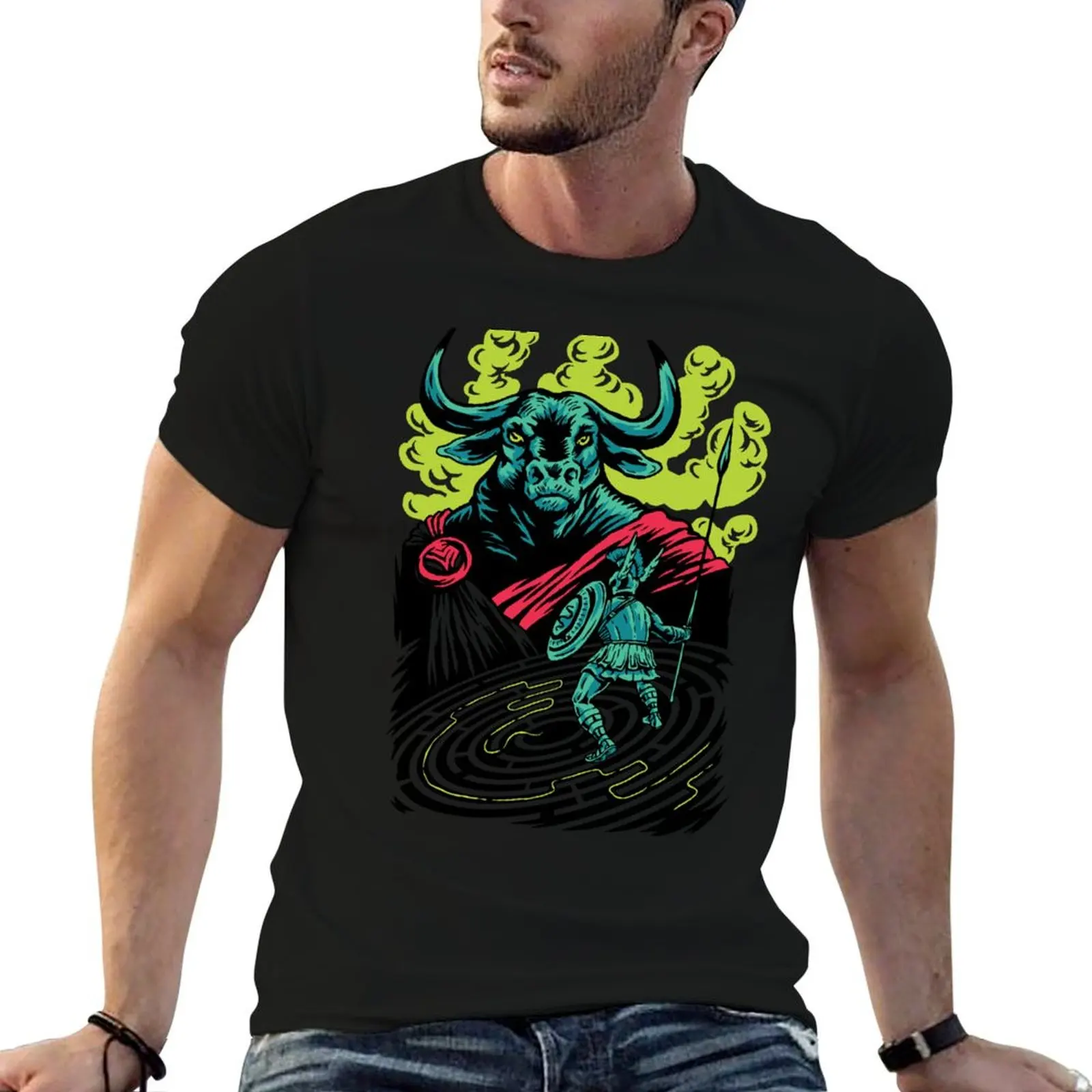 

Minotaur and Theseus - Ancient Greek Mythology T-Shirt anime t shirts oversize T-Shirt