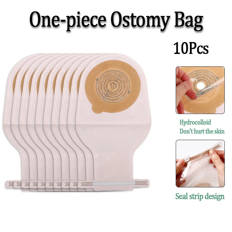 10Pcs One-piece System Colostomy Bag Seal Strip Design Stool Bag Drainable Pouch