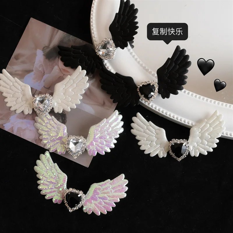 Lolita headpiece Sweet Heart Diamond Wings Hairpin Hair Accessories Punk cosplay accessories