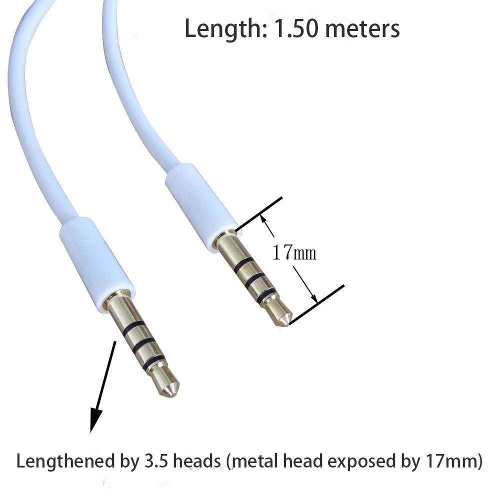 3.5mm 4-Segment Audio Cable With An Extended 17mm Audio Head, 3.5mm Triple Ring 4-Segment Mobile Phone Car Connection