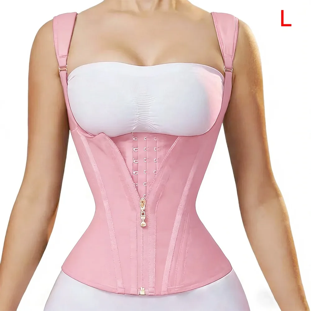

Регулируемый корсет на молнии для тренировки талии, стальная поддержка костей, крючок для глаз, корректирующий верх для талии, двухслойный дизайн, латексный материал