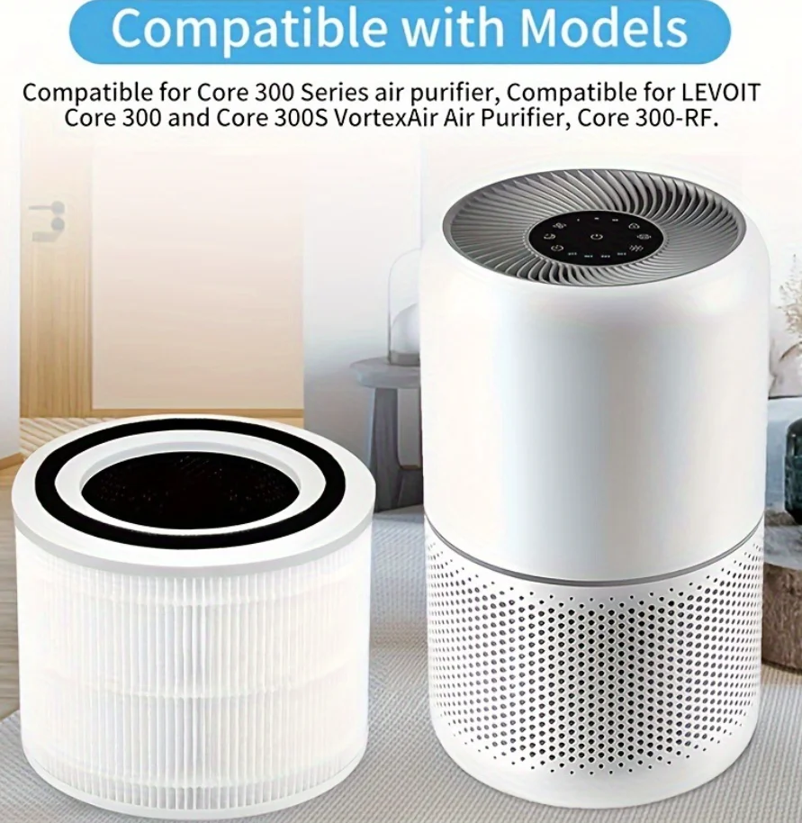 Filtro de Repuesto Compatible con Levoit Core 300S / Core 300 / Core P350, Filtro Purificador de Aire HEPA Verdadero H13 3 en 1, Alta Eficiencia