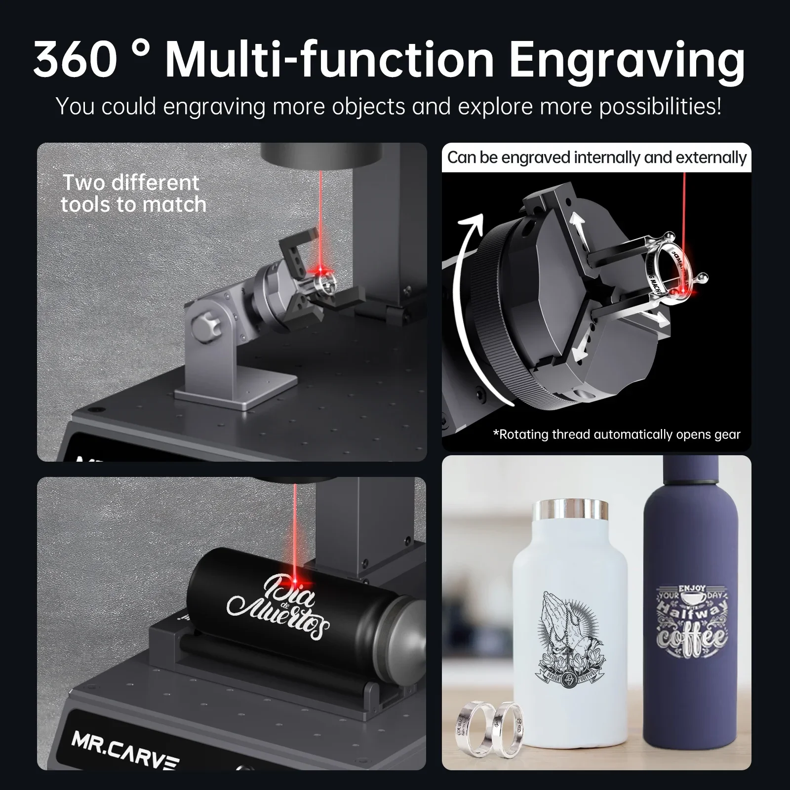 MR.CARVE RF2 M1/M4/S4/C2  Laser Engraving Machine DAJA Rotary Axis Attachment