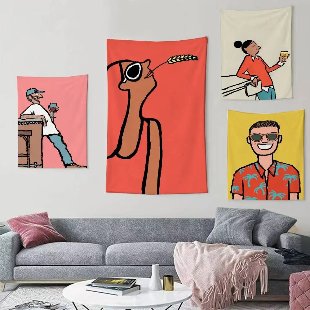 

J-Jean J-Jullien Minimalist Art Flags Wall Hanging Background Art Banner for Bedroom Home Outdoor Decor