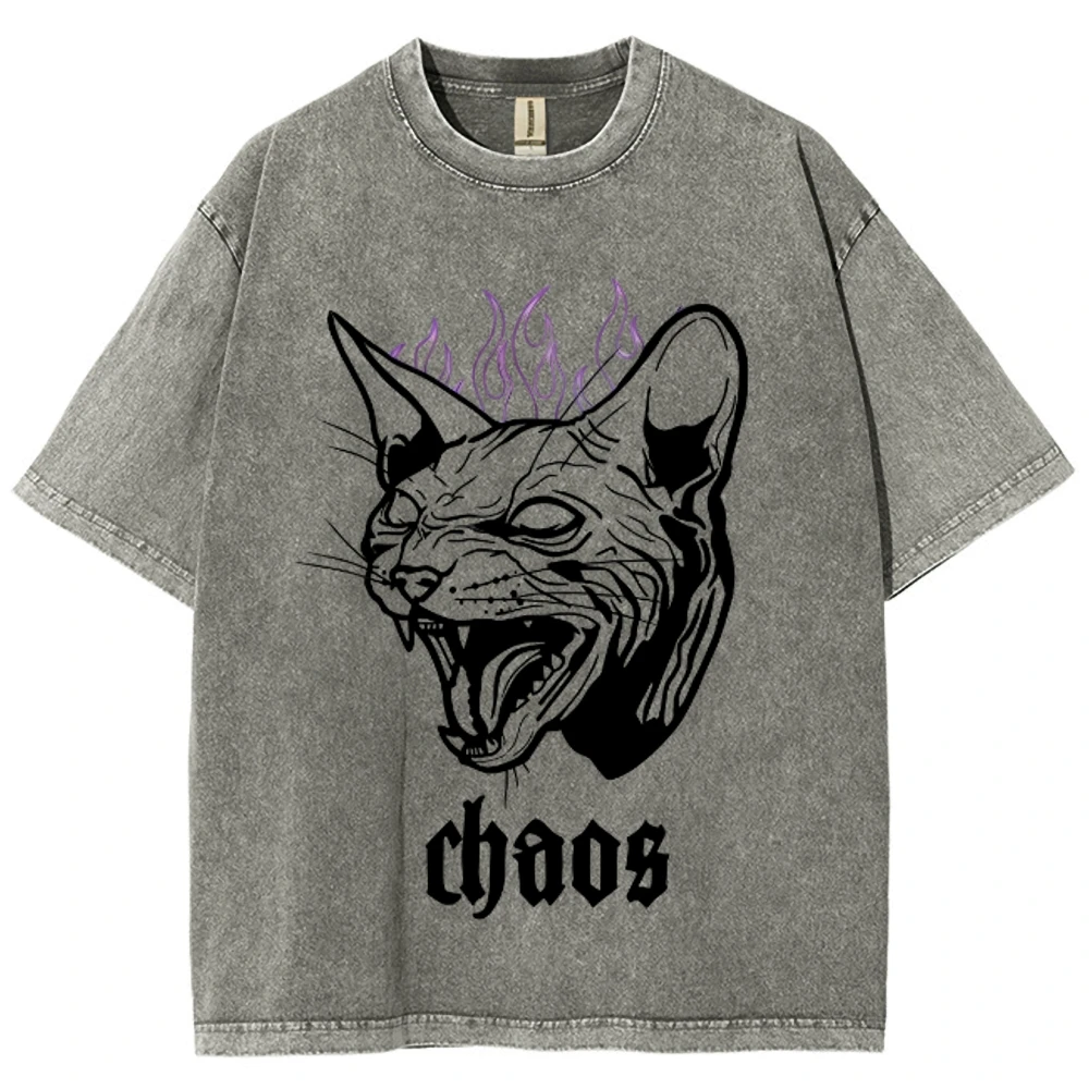 Vicious Cat  Men's weatshirt Vintage Oversized Hip Hop Hoodies Color Contrast Round Neck Chic Tops Pullover Clothes Unisex