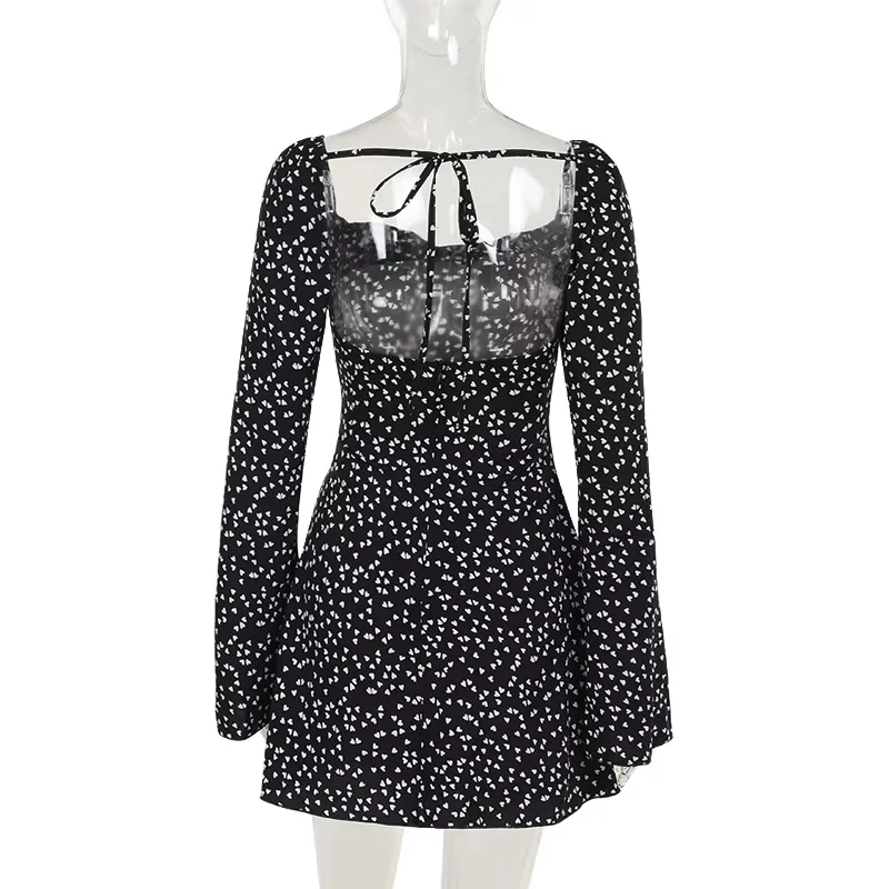 

Love Polka Dot Strapless Backless Dress for Women Autumn New Fashion Temperament Slim Fit A-Line mini dress