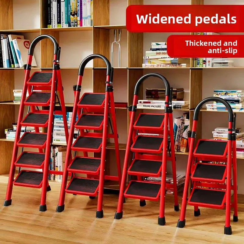 A Frame Foldable Telescoping Ladder Household Indoor Multi Function Thickened High Reach Cleaning Climbing Folding Ladder