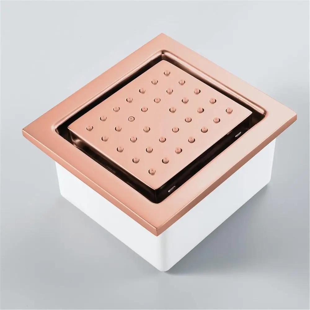 4-częściowy zestaw kwadratowych dysz prysznicowych z litego mosiądzu, system masażu montowany na ścianie, styl SPA, różowe złoto