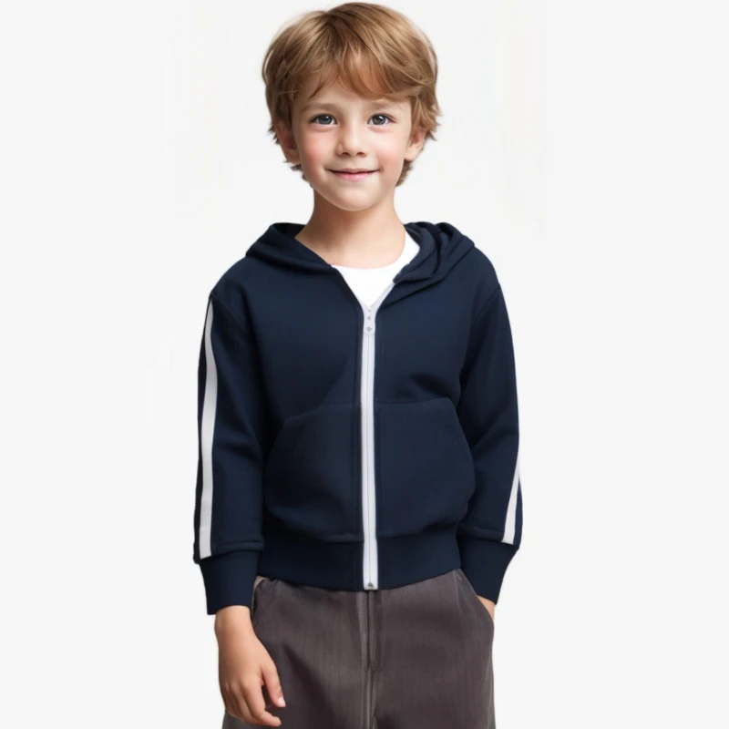 2024 Frühling Herbst neue Reiß verschluss jacken für Jungen Kinder Kapuzen mantel Kinder kleidung Strickjacke Mädchen Streifen Langarm Hoodie Tops