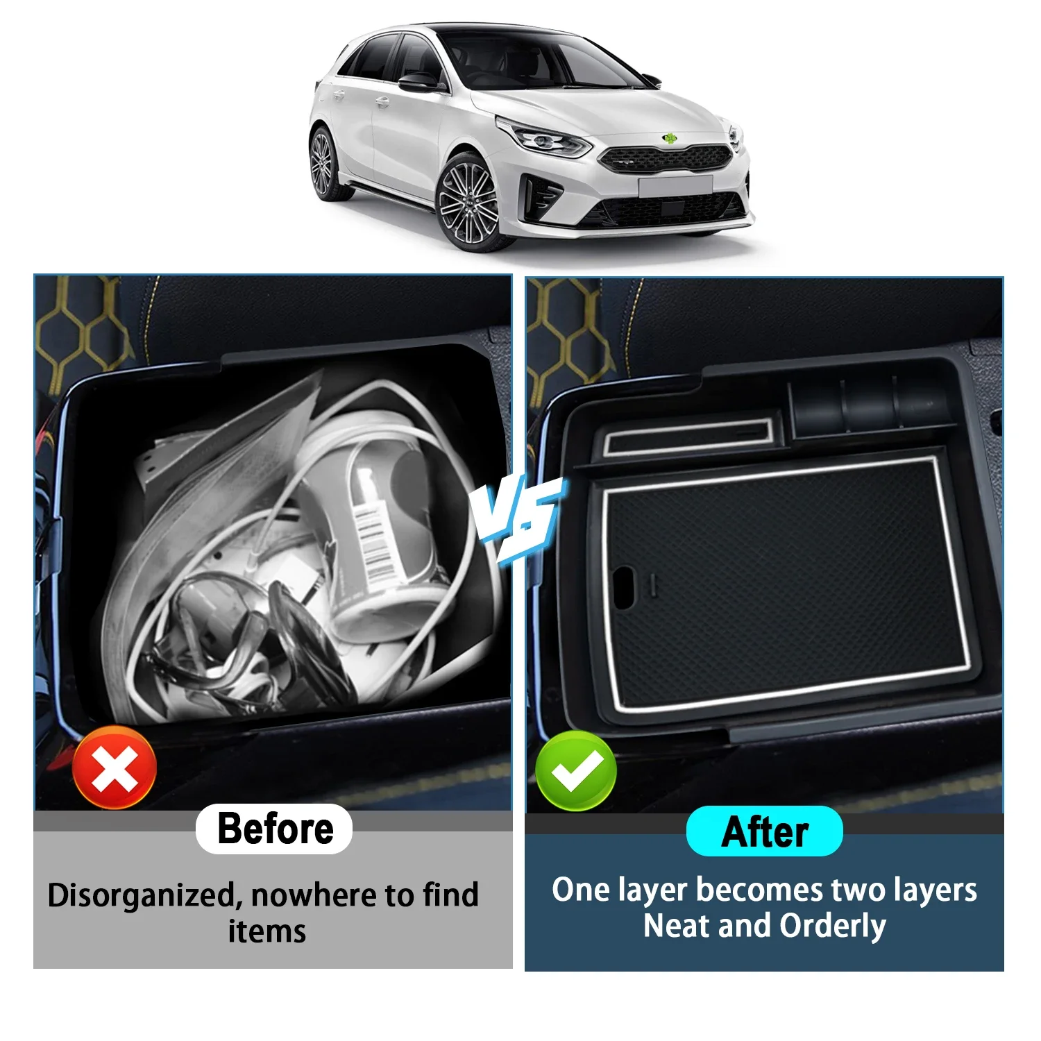 For Kia Ceed SW GT / Proceed GT 2018-2025 Premium and Performance Front Seats Under Seat Drawer TPE Storage Box