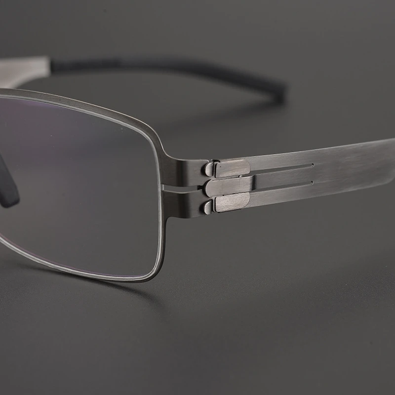 Men's Square Titanium Reading Glasses - Lightweight Screwless Designer Silver Eyewear Prescription Lenses Optical Frame Unisex
