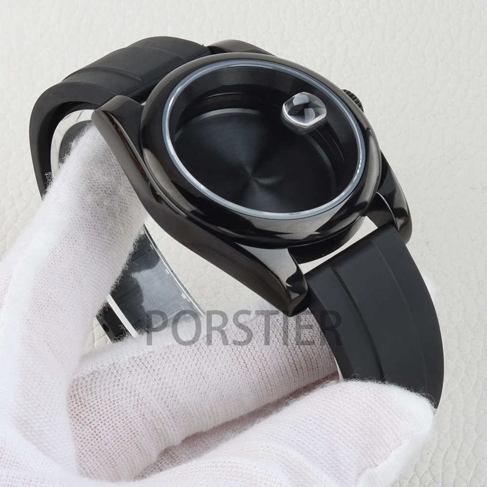 Black 36mm/39mm NH35 Watch Case 20mm Rubber Strap For Datejust NH35 NH36 Movement 28.5mm Dial Sapphire Glass Stainless Steel