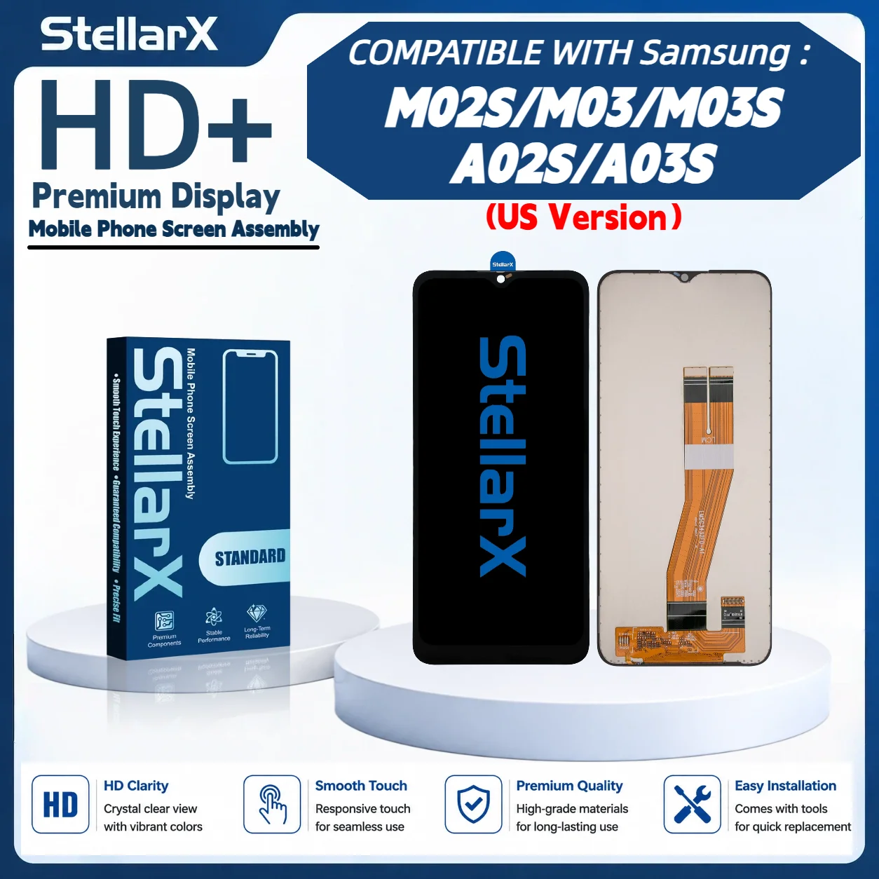 StellarX HD+ Display Screen Replacement for Samsung M02S M03S M03 A02S A03S US Veision LCD Assembly Without Frame