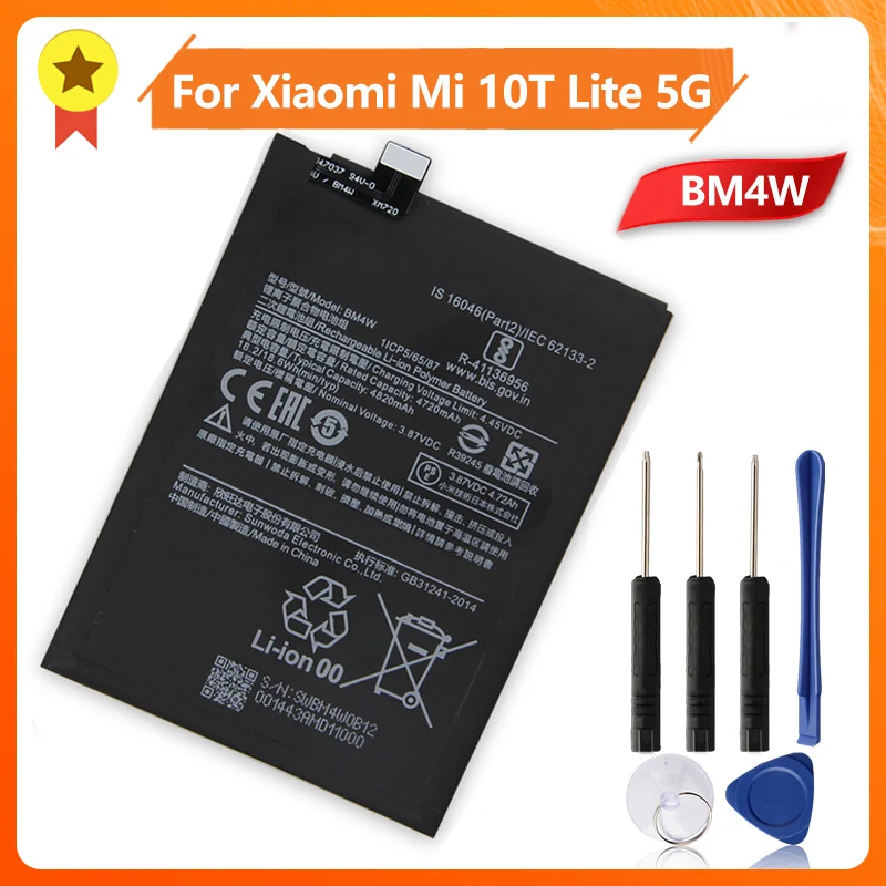 

Production in 2024 Replacement Battery BM4W For Xiaomi Mi 10T Lite 5G Phone Battery 4820mAh Quality Replace Batteries With Tool