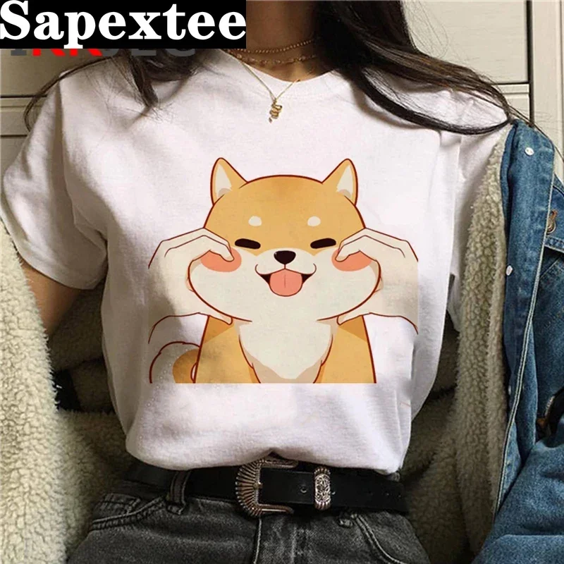 Cute Shiba Inu Doge t shirt clothes female grunge white t shirt couple clothes harajuku kawaii t-shirt graphic tees women