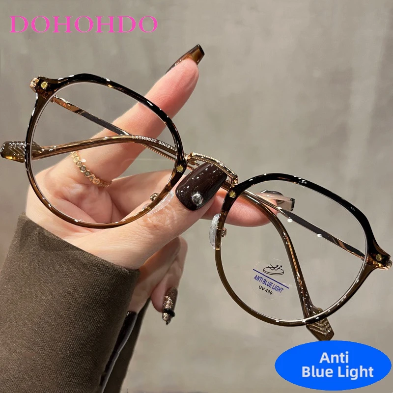 

Vintage TR90 Round Rice Nail Optical Glasses Women Men Luxury Design Computer Reading Eye Protection Anti-Blue Light Eyeglasses