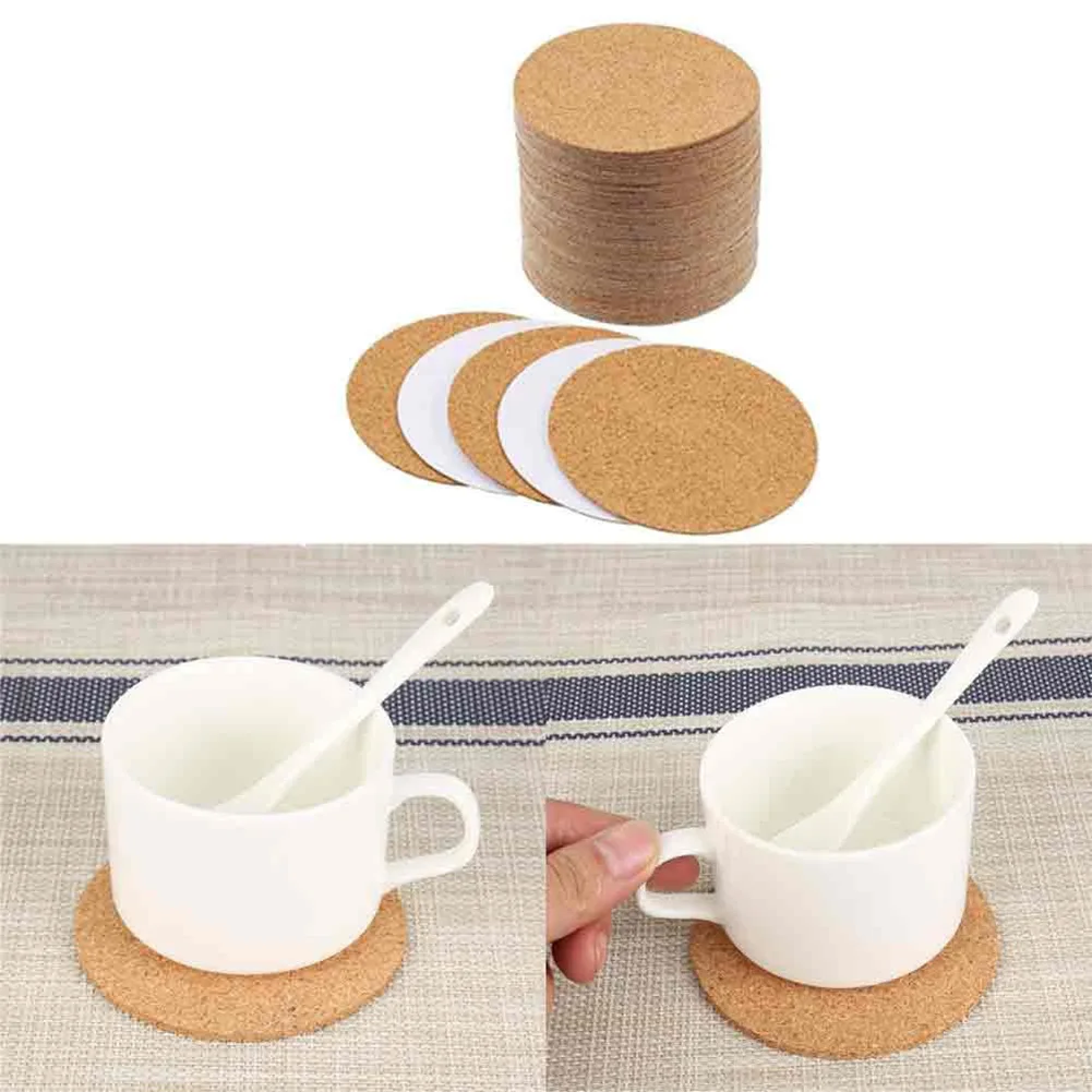 Cork Coaster Cup Pad Part Replacement Round Self-adhesive Backing Sheet Coffee Cork Mat For Home Bar Accessory