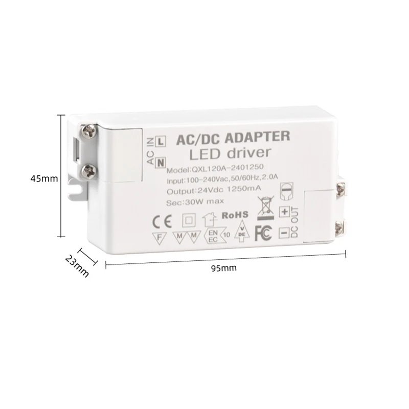 Imagem -05 - Adaptador ac dc para Faixa Led Tensão Constante Transformador Driver Lâmpada de Teto Rgb 100240v 12v 24v 30w 10 Pcs