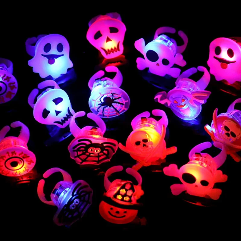 200PCS Halloween Glow Ring Horror Flash Props Halloween Party Decorations Halloween Christmas Decorations Halloween Decoration