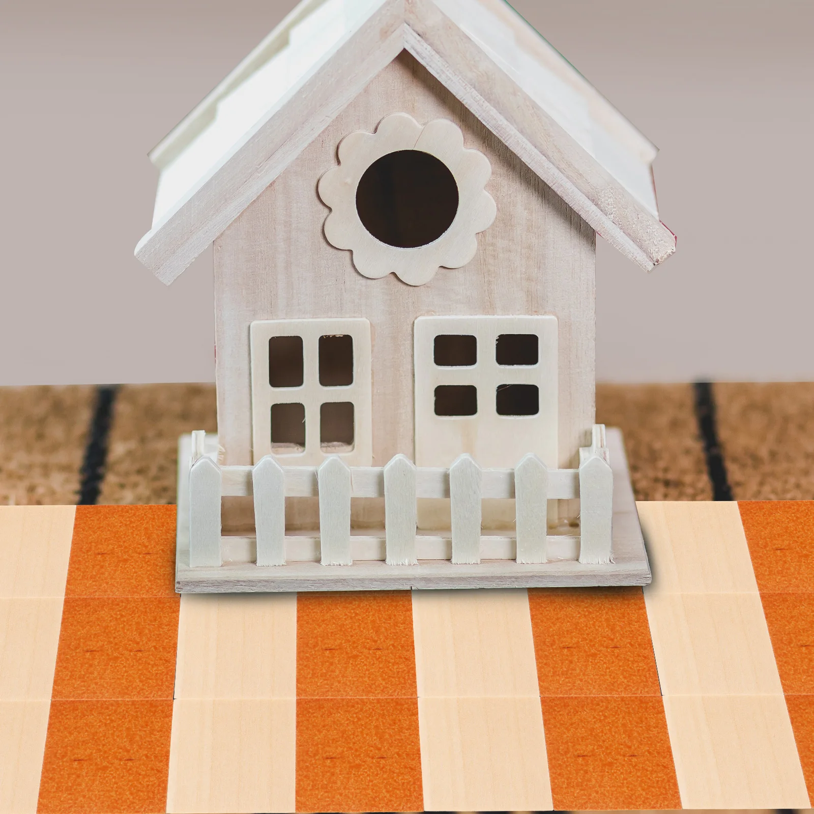 

48pcs Wooden Checkered Flooring Mini Floor For Tiny House Durable Miniatures Floorboard House Accessories Craft Decor Wood