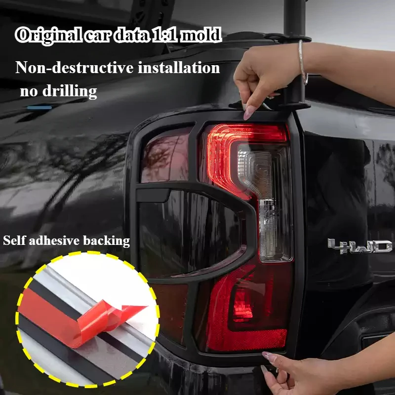Headlight Cover Trim For Ford Ranger T9 2023 2024 Front Head Lamp Strip Headlamp Tail Lights Frame Carbon Fiber Car Accessories