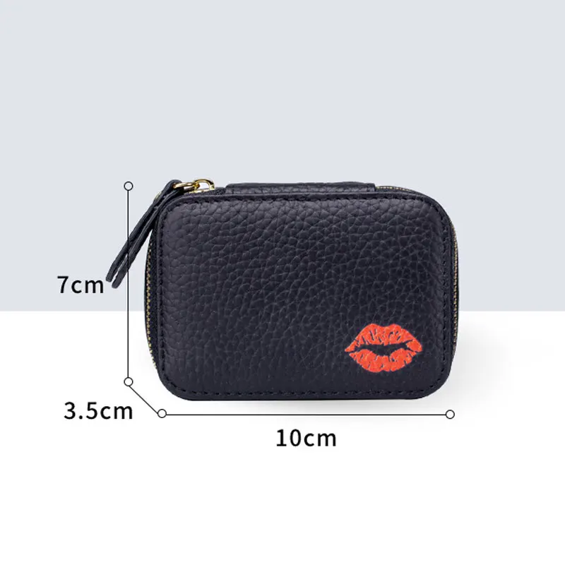 Makeup Case Lipstick Bag Leather Portable Small Mini Cosmetic Bag Female Three-in-one Lipstick Small Bag with Mirror Pouch