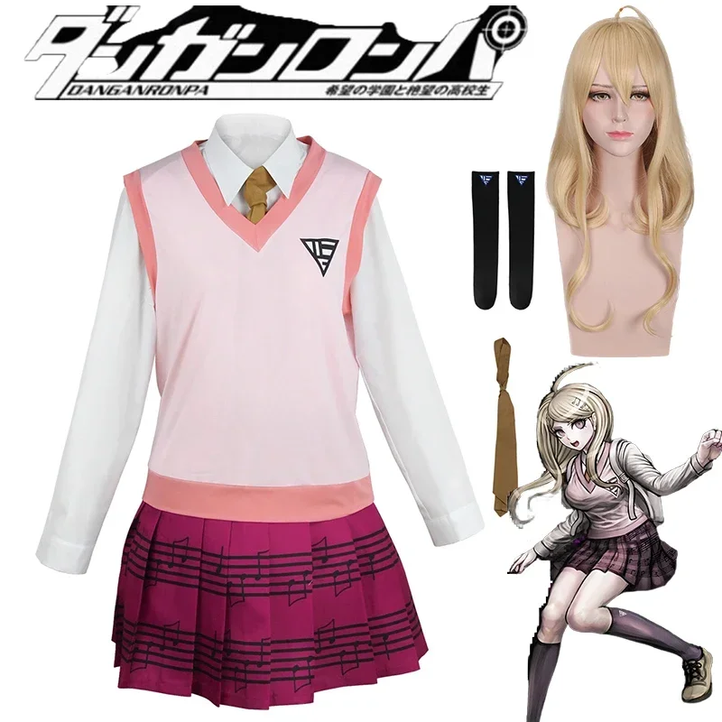 Kaede Aka matsu Cosplay Anime Dangan ronpa Kaede Aka matsu Cosplay Kostüm Perücke JK Uniform Anzüge Halloween Kostüme für Frauen