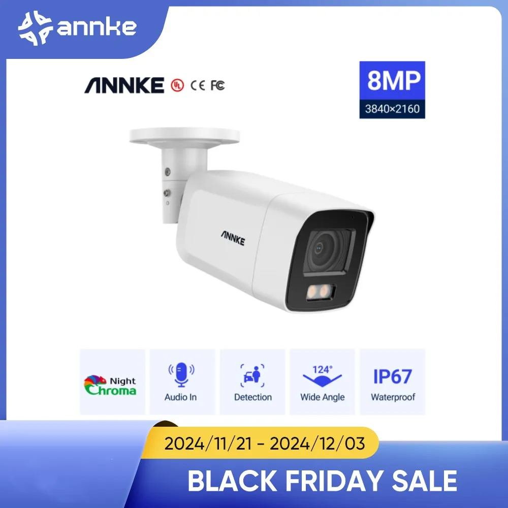 ANNKE NC800 4K Ultra HD PoE IP Security Camera Human Vehicle Detection True Full Color Night Vision Outdoor Surveillance Camera