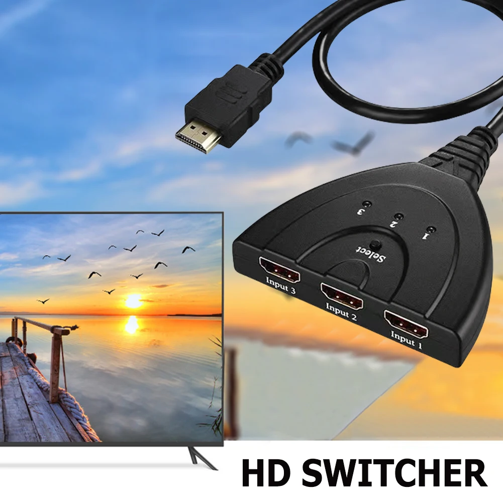 

4K HDMI-Compatible Switch 3 in 1 Out Selector Hub for Fire Stick PS4 Xbox HDTV Game Consoles and PC