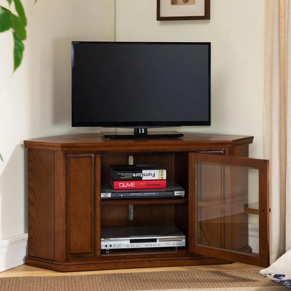 

88285 One Door Corner Stand with Adjustable Shelf For 50" TV's, Burnished Medium Oak, 20 x 46.75 x 24.25