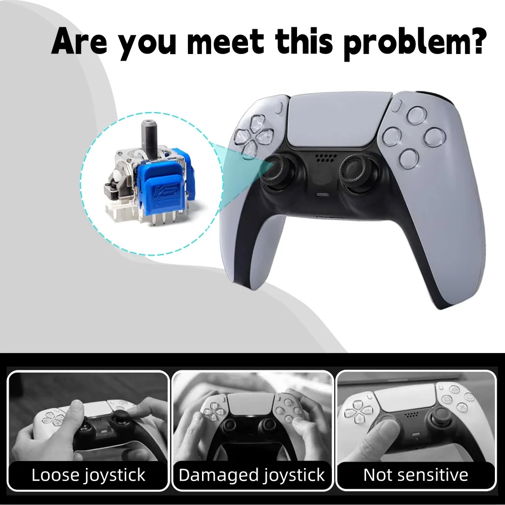 10pcs K-SILVER JS13 PRO+ TMR/Hall Electromagnetic Joystick Anti-Drift for PS5 PS4 Replace Tunnel Magnetic Resistance Joystick