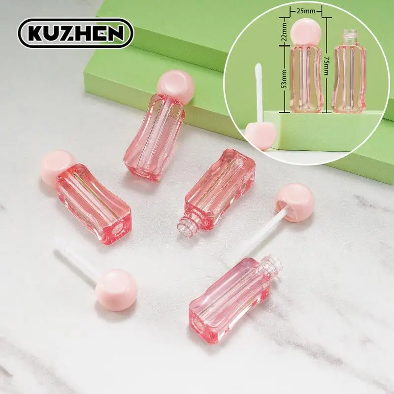 3ml Pink Irregular Shaped Lip Gloss Bottle Plastic Refillable Bottles Liquid Lipstick Container Lipgloss Sample Empty Bottle