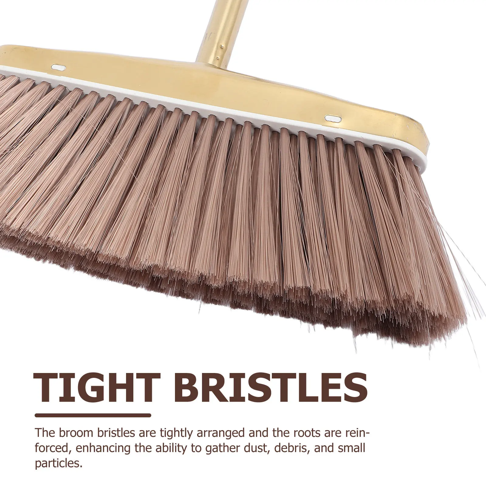 1Set Gold Stainless Steel Upright Broom Dustpan Heavy Duty Metal Dust Pan Long Handle for Kitchen Restaurant Indoor Sweep Comb