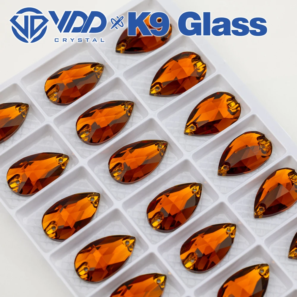 VDD S107 Kaffee-Birne Hochwertige K9-Glas-Applikationssteine zum Aufnähen, Kristall-Flachrückseite, Strasssteine zum Aufnähen für die Dekoration von Kleidungsstücken und Stoffen – Detail 5