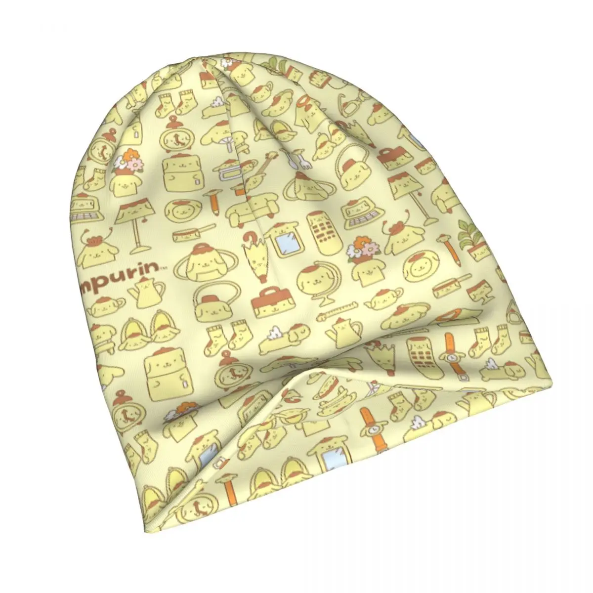 Pompompurin Cartoon Japanese Bonnet Hat Casual Ski Skullies Beanies Hats Cute Kawaii Unisex Knitted Hat Warm Multifunction Caps