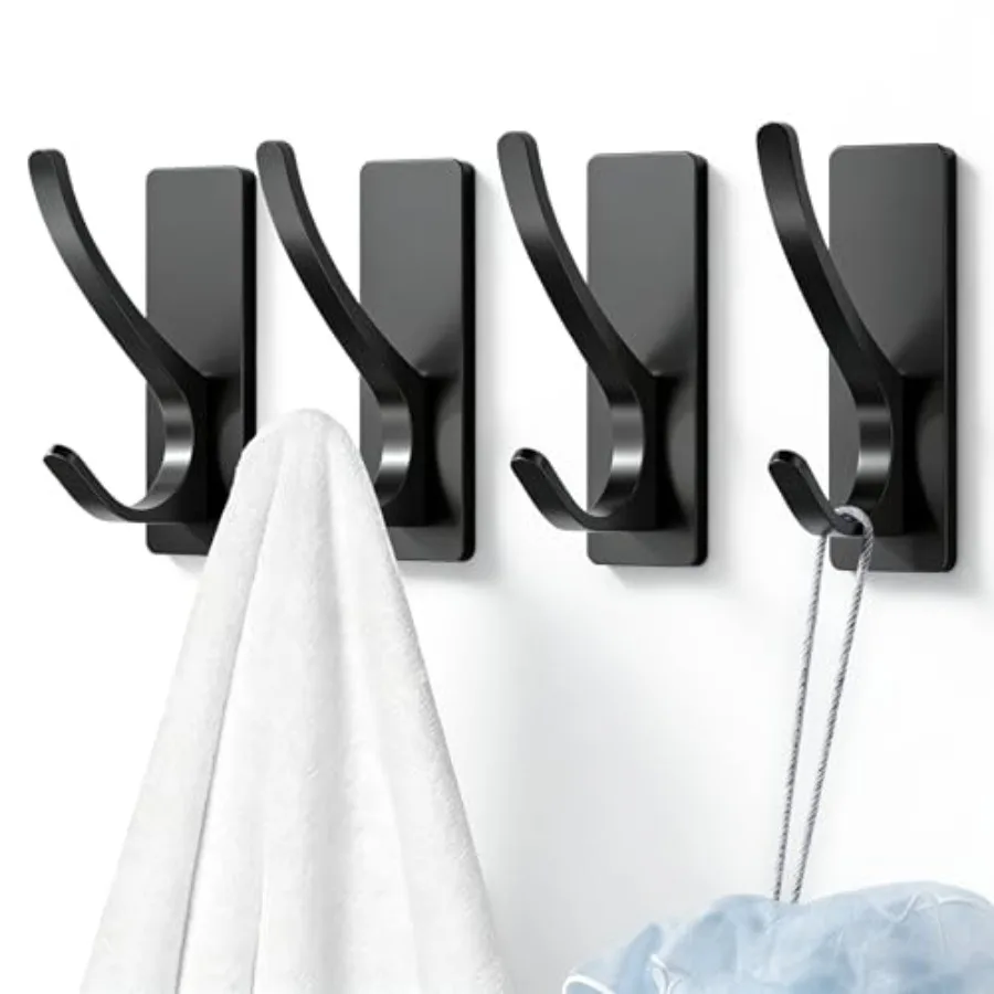 

Self Adhesive Towel Hooks: Extra Strong 13LB, Stainless Hook for Hanging Loofah, Towels, Coat, Bath Robe Bathroom Shower