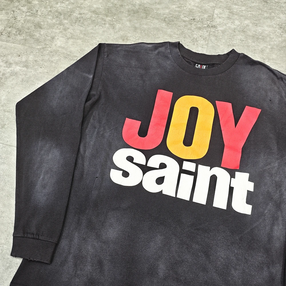 Yao Fashion Saint OF Michael Casual Loose Vintage Loose Long Sleeve Tee Tops Men Clothing Cotton T