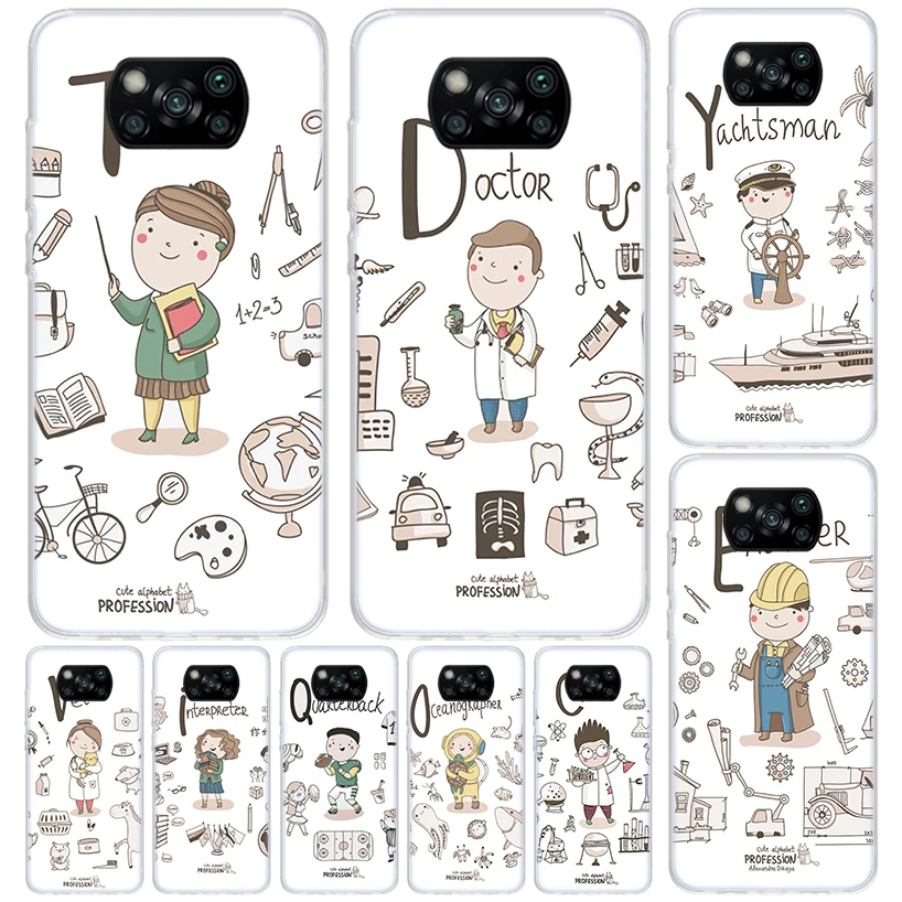 Cute Profession Teacher Doctor Cover For Xiaomi Poco X6 X5 Pro X4 Gt X3 Nfc F6 Phone Case F5 F4 F3 F2 F1 M5S M4 M3 Print Shell H