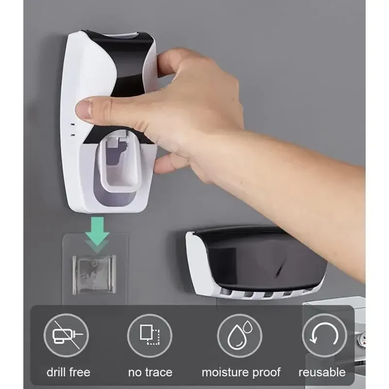 Dispenser automatico di dentifricio a parete creativo, portaspazzolino antipolvere, utilizzato per forniture per doccia e bagno