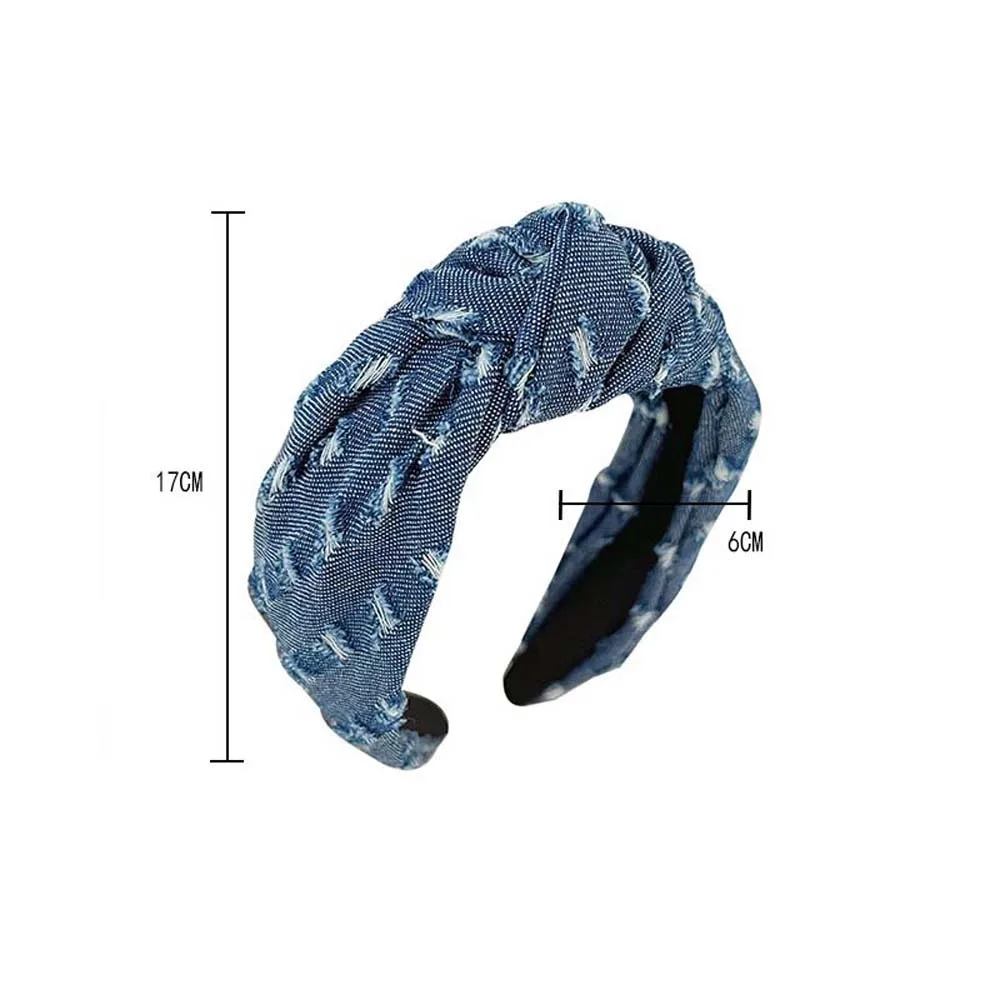 Denim stoffen cowboyhoofdband Koreaanse stijl hoofdtooi Denim geknoopte hoofdband Hoofddeksels Haaraccessoires Cowboy haarhoepel Dagelijks