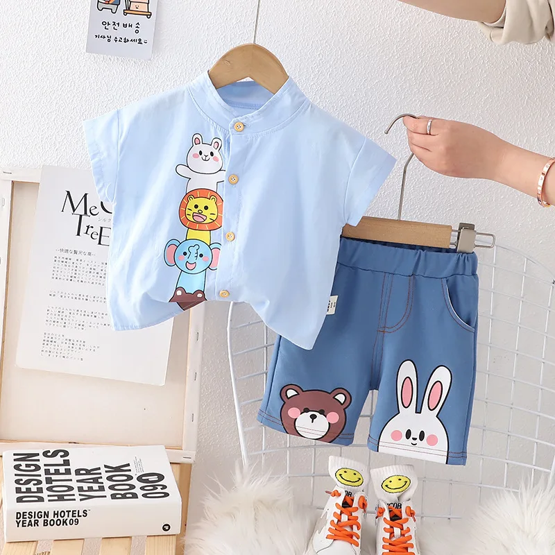 New Summer Baby Boys Clothes Suit Children Casual Shirt Shorts 2Pcs/Sets Kids Outfits Toddler Fashion Costume Infant Tracksuits