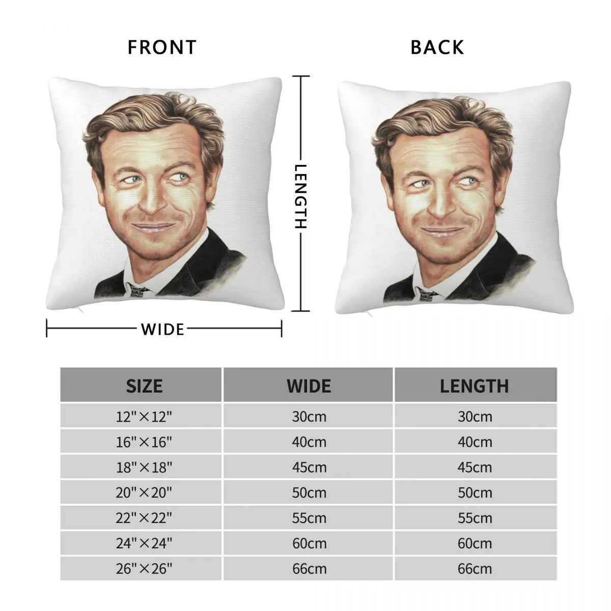 The Mentalist played by Simon Baker Throw Pillow Decorative Pillow Covers For Sofa Embroidered Cushion Cover