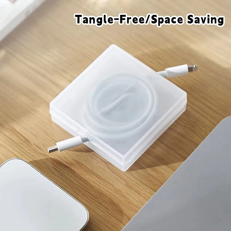 USB Cable Winder Transparent Cable Organizer Portable Cord Management Charger Wire Storage Protector Phone Holder Stand Desk Use
