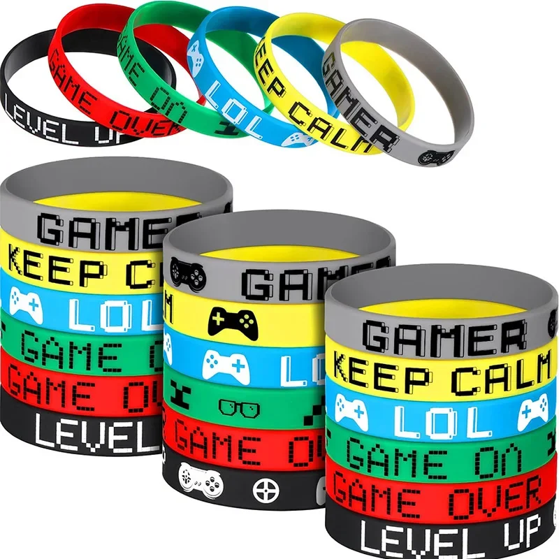 

6pcs Gamer Silicone Bracelets Game Consolee Theme Wrist Strap Presents Happy Boys Birthday Party Decors Kids Favors Gifts